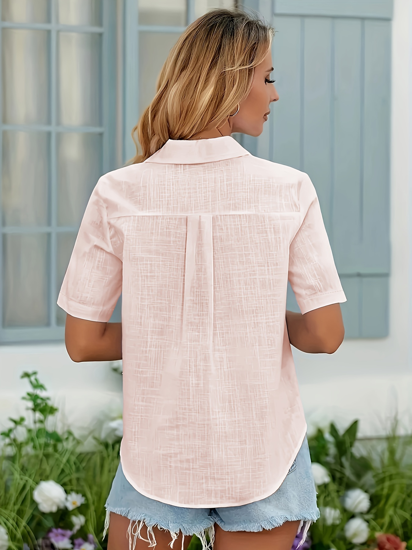 Women's Plus Size White Button-Up Shirt – Casual Office & Summer Wear | Lightweight Solid Color Blouse